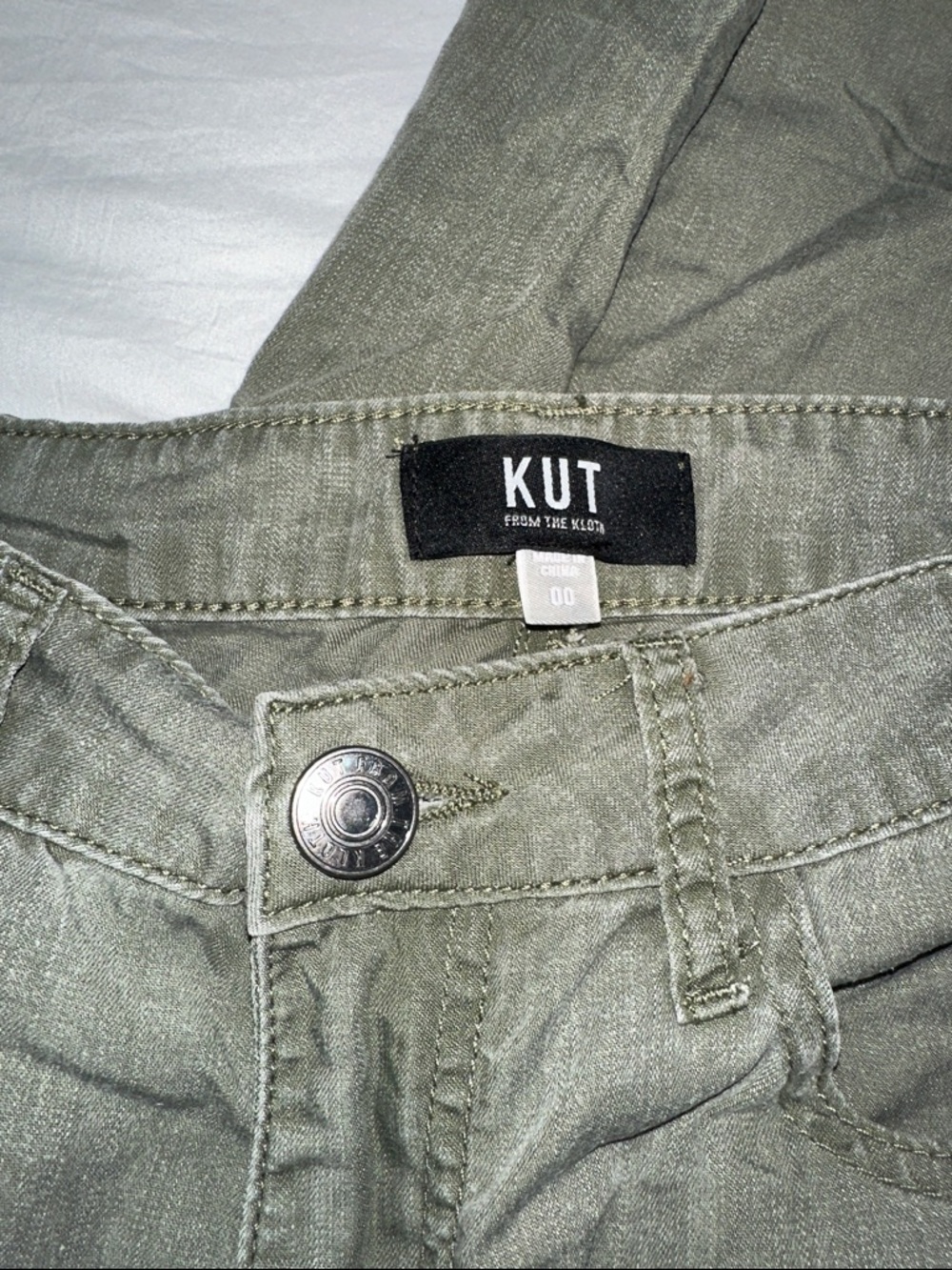 Kut from the Kloth Olive Green Straight Leg Jeans